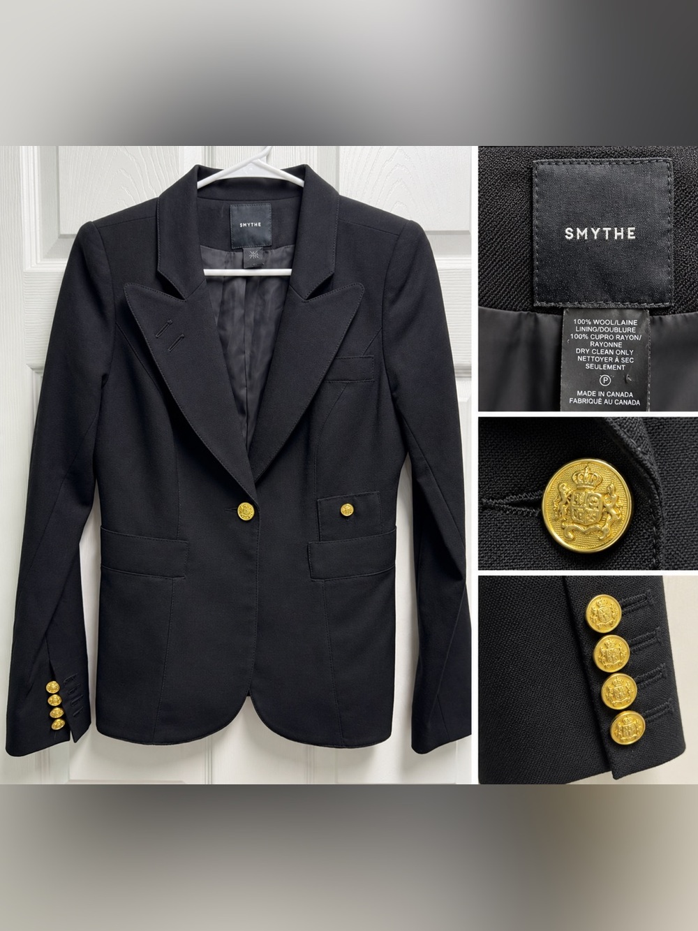 Smythe Black Blazer with Gold Crest Buttons